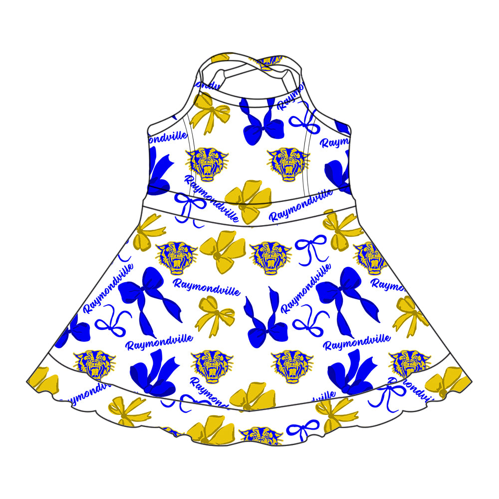 Custom moq 5 mix sizes summer teams baby girls clothes team blue short sleeve skirts shorts sets 1 and skirts sets 2 and and skirts sets 2 and dress 1 and dress 2 and dress 3 and dress 4-25.6.11