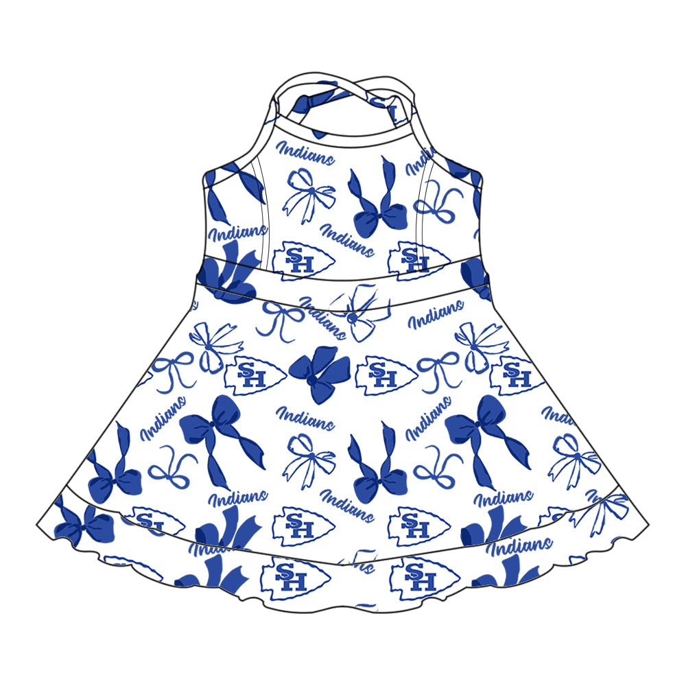 Custom moq 5 mix size milk silk summer teams baby girls clothes bow blue hooded long sleeve pants sets and skirts sets and dress and jumpsuit and top-25.7.31