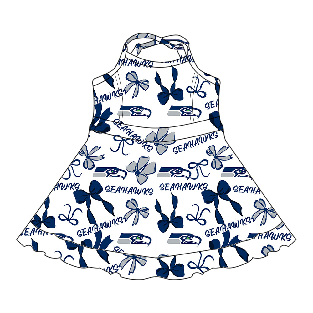 Custom moq 5 mix sizes summer teams baby girls clothes team blue short sleeve skirts shorts sets 1 and skirts sets 2 and and skirts sets 2 and dress 1 and dress 2 and dress 3 and dress 4-25.6.6