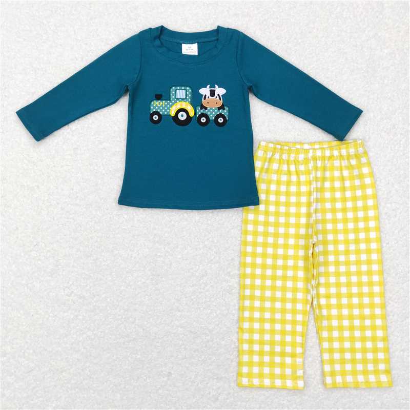 RTS NO MOQ(In Stock) BLP0196 Baby Boys embroidery Top Pants Outfits Sets