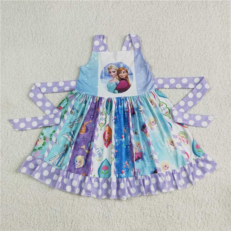 SALES NEW Baby Girls Blue Sister Movie Twirl Dress Kids' Fashion Clothing for Girls