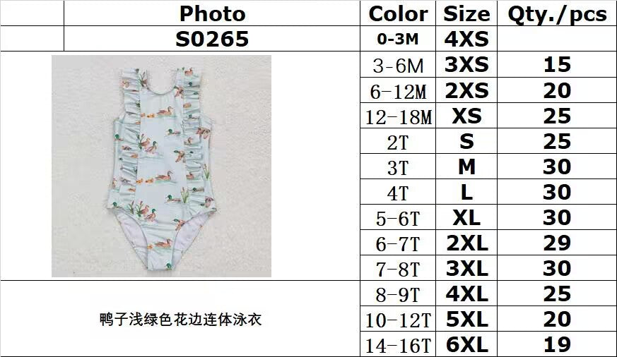 S0265 Duck light green lace one-piece swimsuit