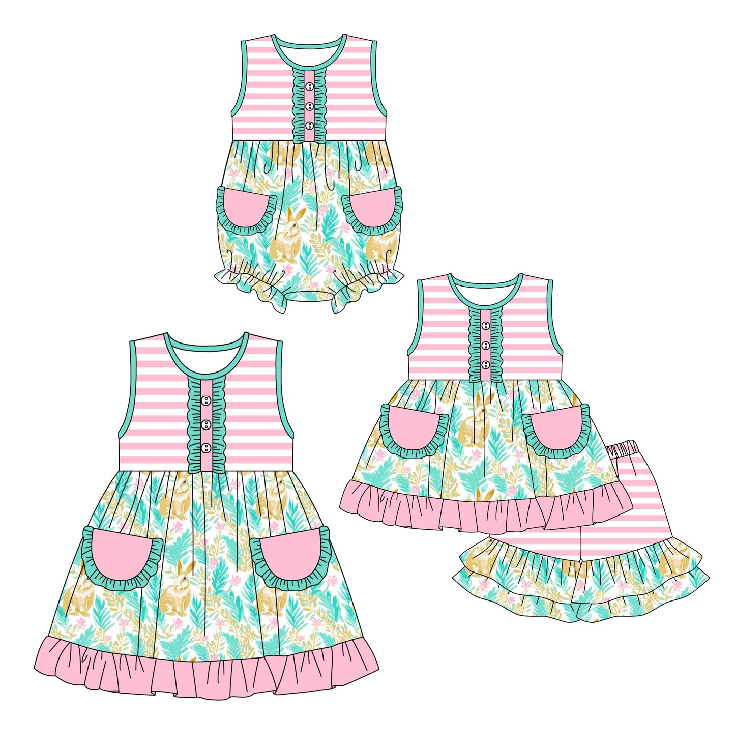 12.14 custom each style moq 5eta 4-6week Sibling Sister easter baby girl short sleeve shorts sets and dress and rompers match family design