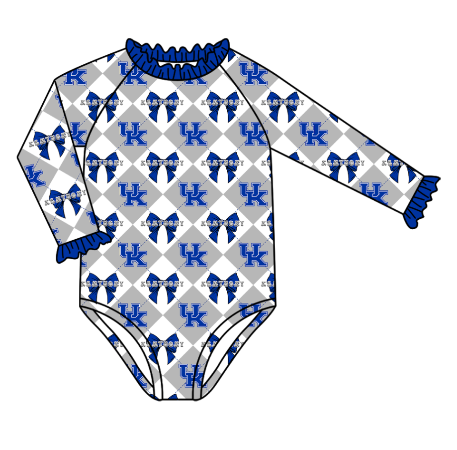 Custom moq 5 mix size blue swim fabric Checkered team swimsuits girls swim