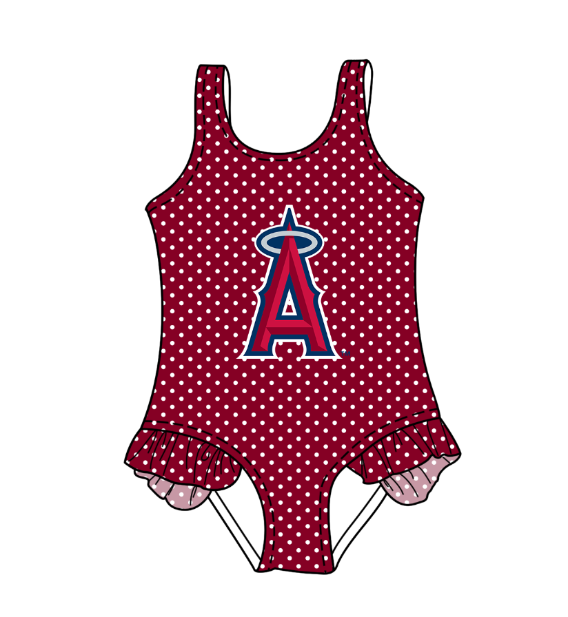 Custom moq 5 mix size milk silk summer teams Red Baby Girl Sleeveless Polka Dot Lace Onesie Swimsuit Cute Summer Beachwear for Little Girls