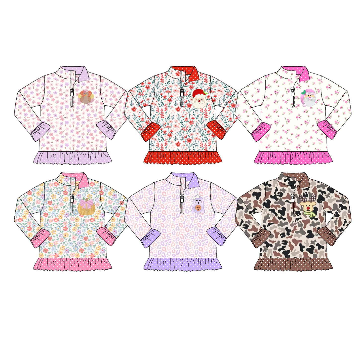 25.7.5 custom each style moq 5eta 4-6week Sibling Sister baby girl long sleeve top 1 and top 6 match family design