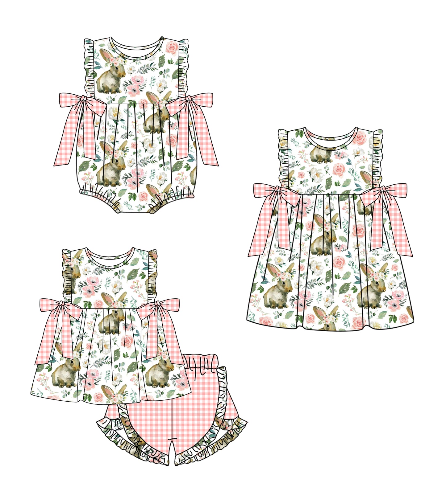 12.17 custom each style moq 5eta 4-6week Sibling Sister easter baby girl short sleeve shorts sets and dress and rompers match family design