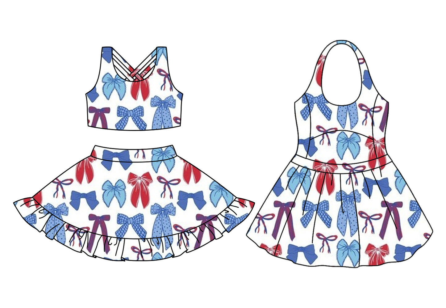 3.22 custom each style moq 5eta 4-6week Sibling Sister bow baby girls clothes Short sleeve skirts sets and dress match family design