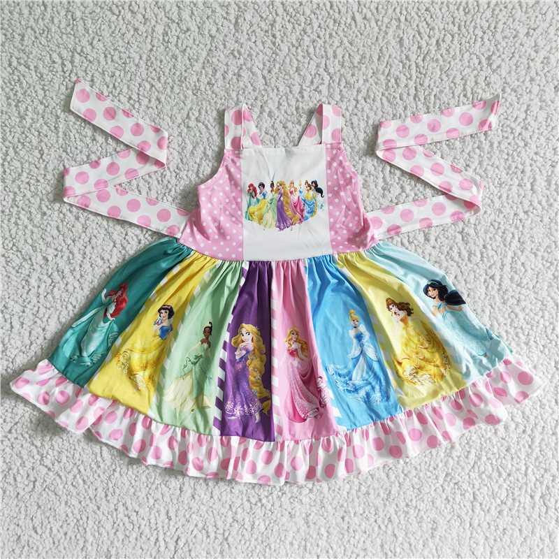 SALES NEW Twirl Dresses Girls' Cotton Blend Skirt And Blouse Set with Puffy Sleeves for Kids' Birthday Party Dress