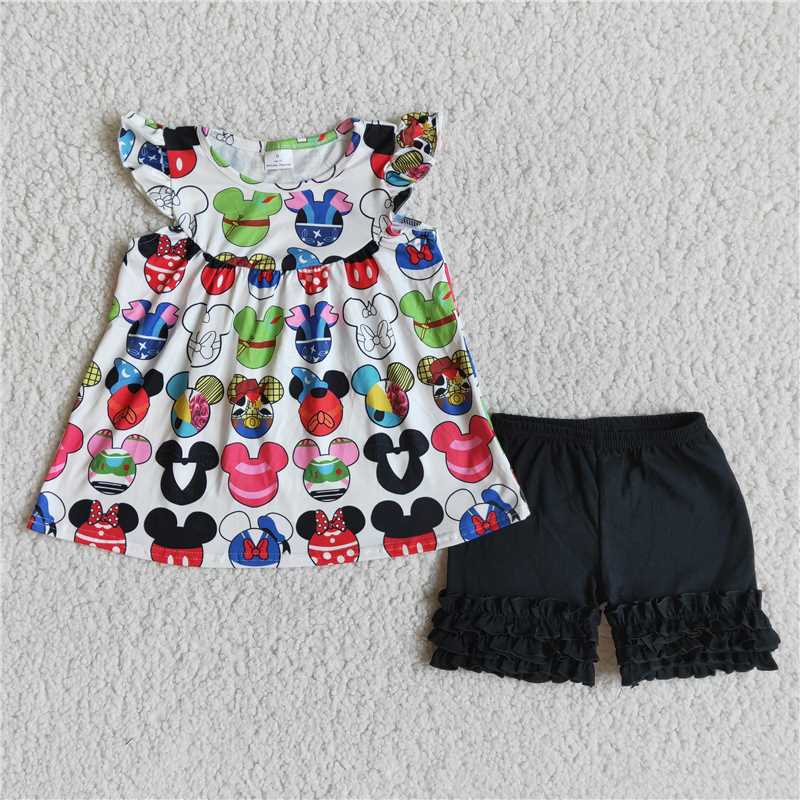 SALES NEW Lovely cartoon ruffles shorts set