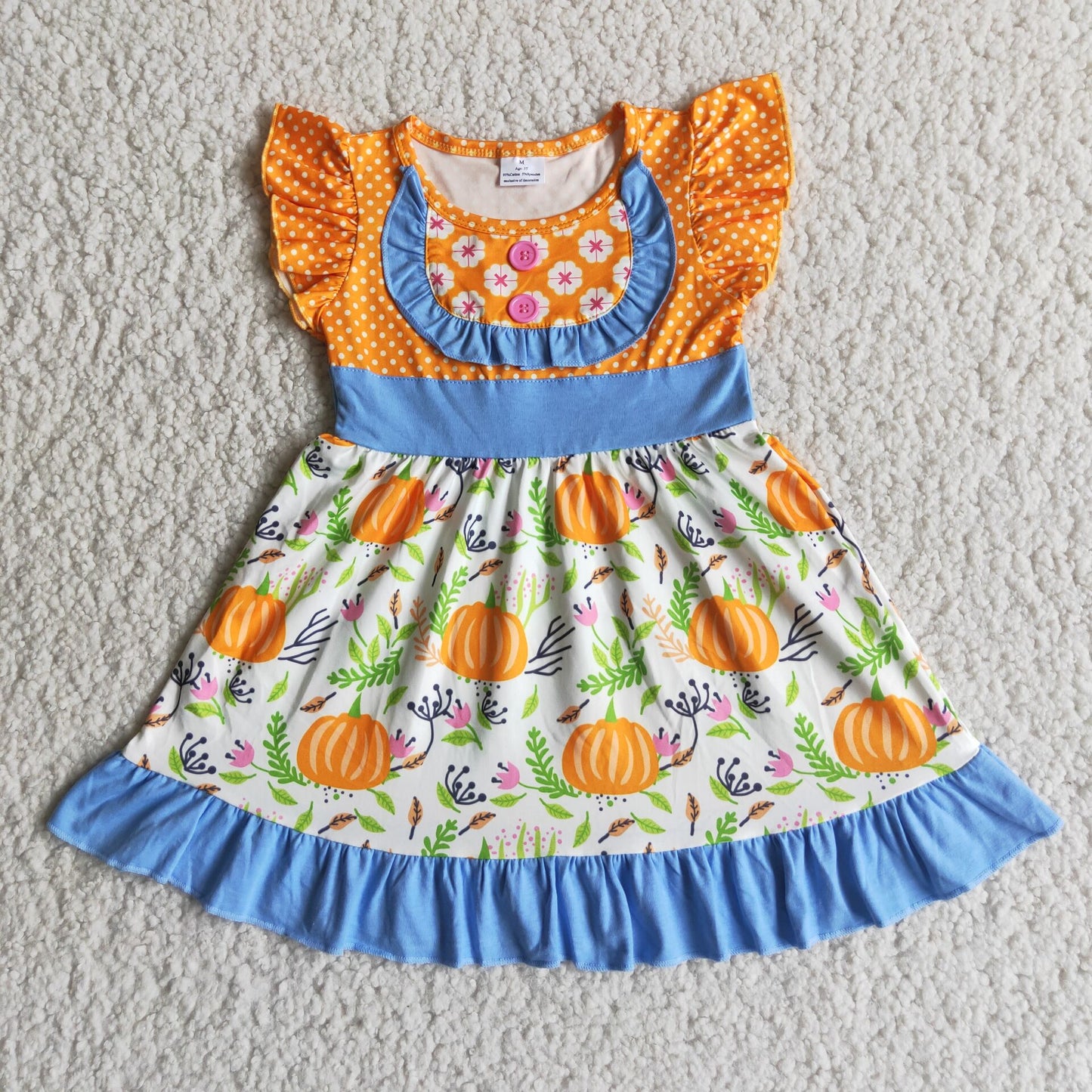SALES NEW Baby Girls Pumpkin Orange Puffy Sleeve Dresses Cute Kids' Clothing for Autumn Parties And Festivals