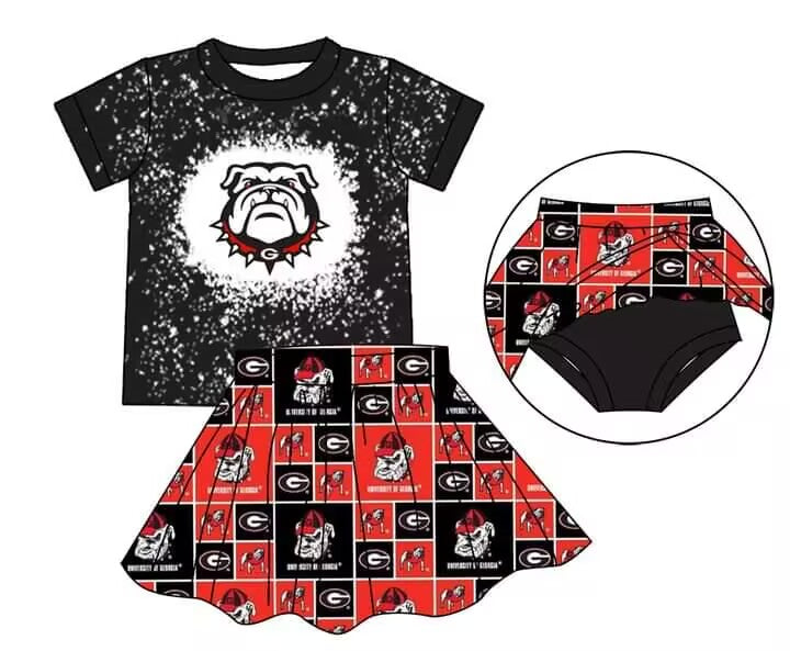 custom moq 3 eta 6-7weeks team black and white with these prints summer girls with skirts sets