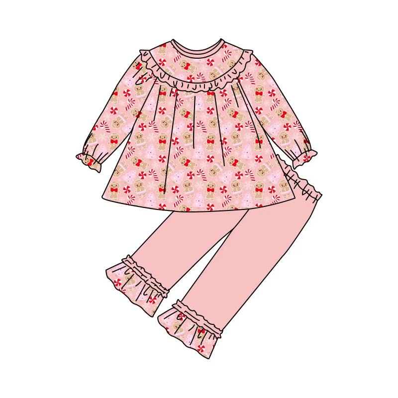 Custom moq 5 each style eta 6-7weeks baby girl clothes Christmas long sleeve pants sets-25.8.4