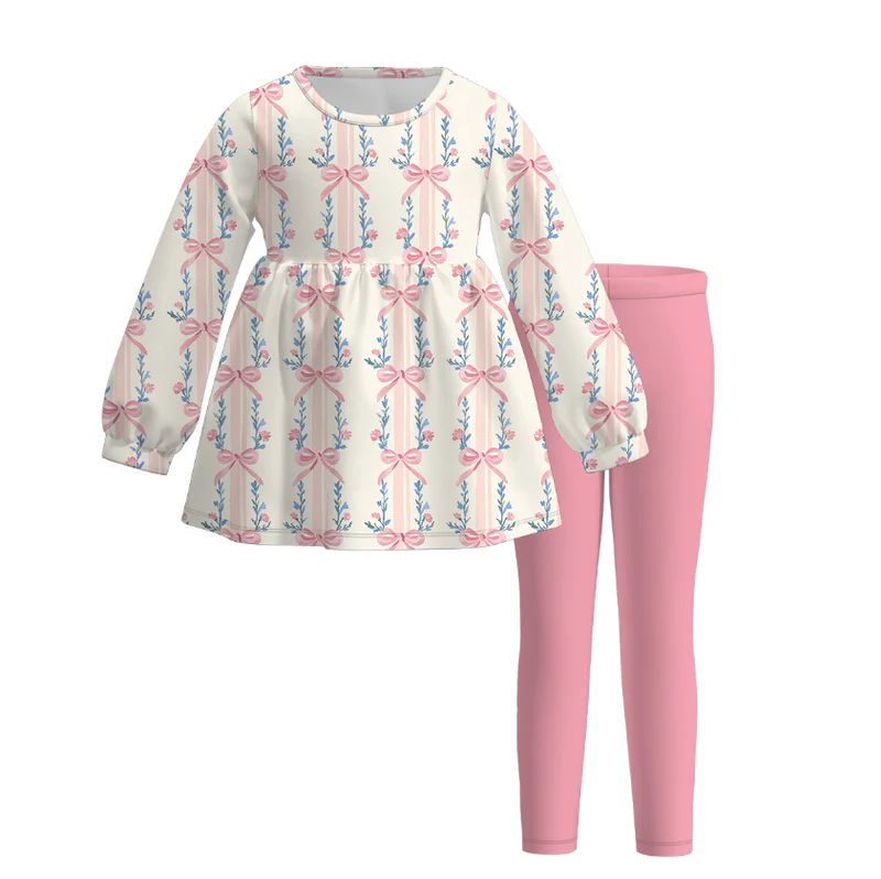 Custom moq 5 each style eta 6-7weeks baby girl clothes long sleeve pants sets 1 and sets 4-25.7.14
