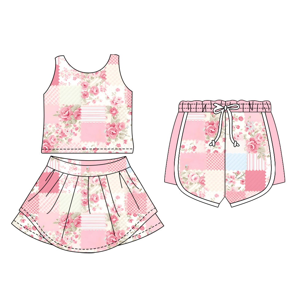 25.11.11 custom each style moq 5 eta 6-8week Sibling Sister floral baby short sleeve skirts sets and shorts match design