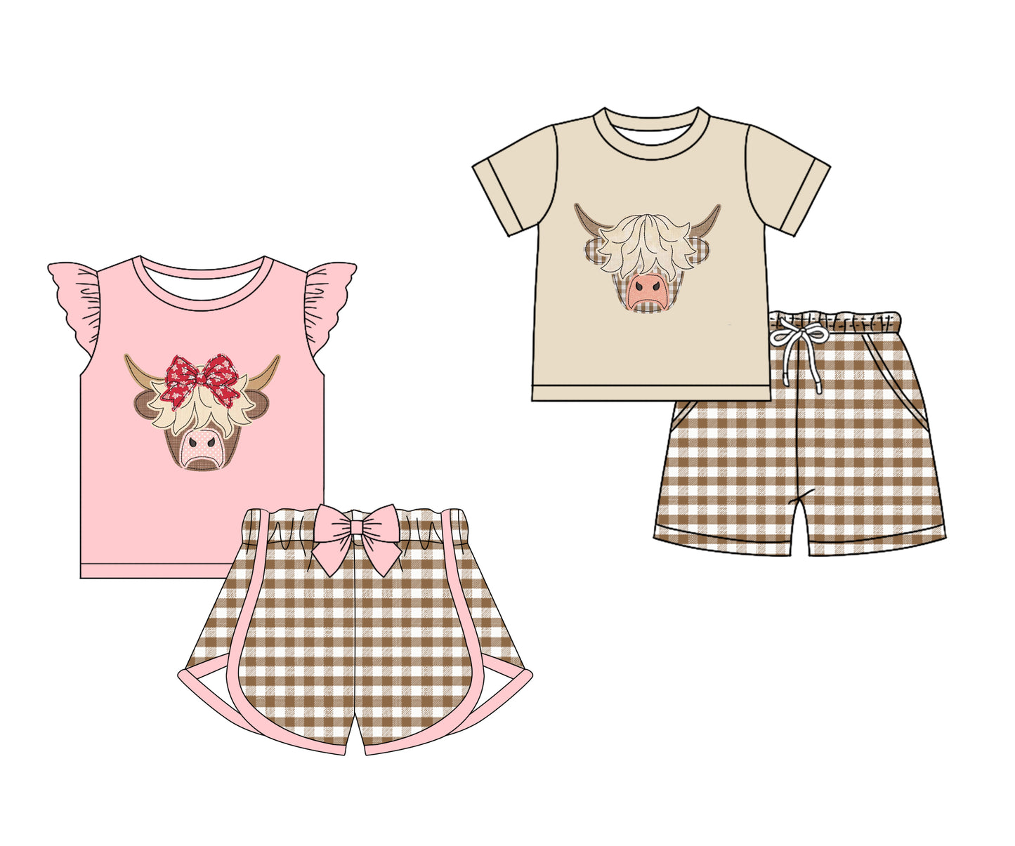 25.5.22 custom each style moq 5eta 4-6week Sibling Sister baby girl short sleeve shorts sets 1 and set 2 match design