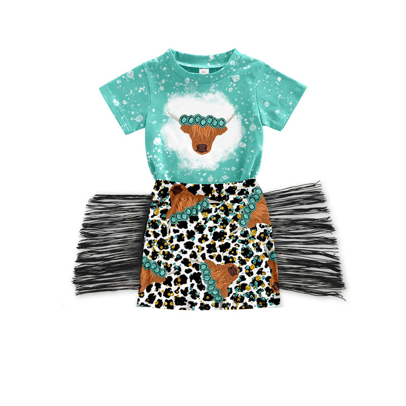 10.22 custom each style moq 5eta 4-6week baby girl sets alpine blue and green short sleeve dress