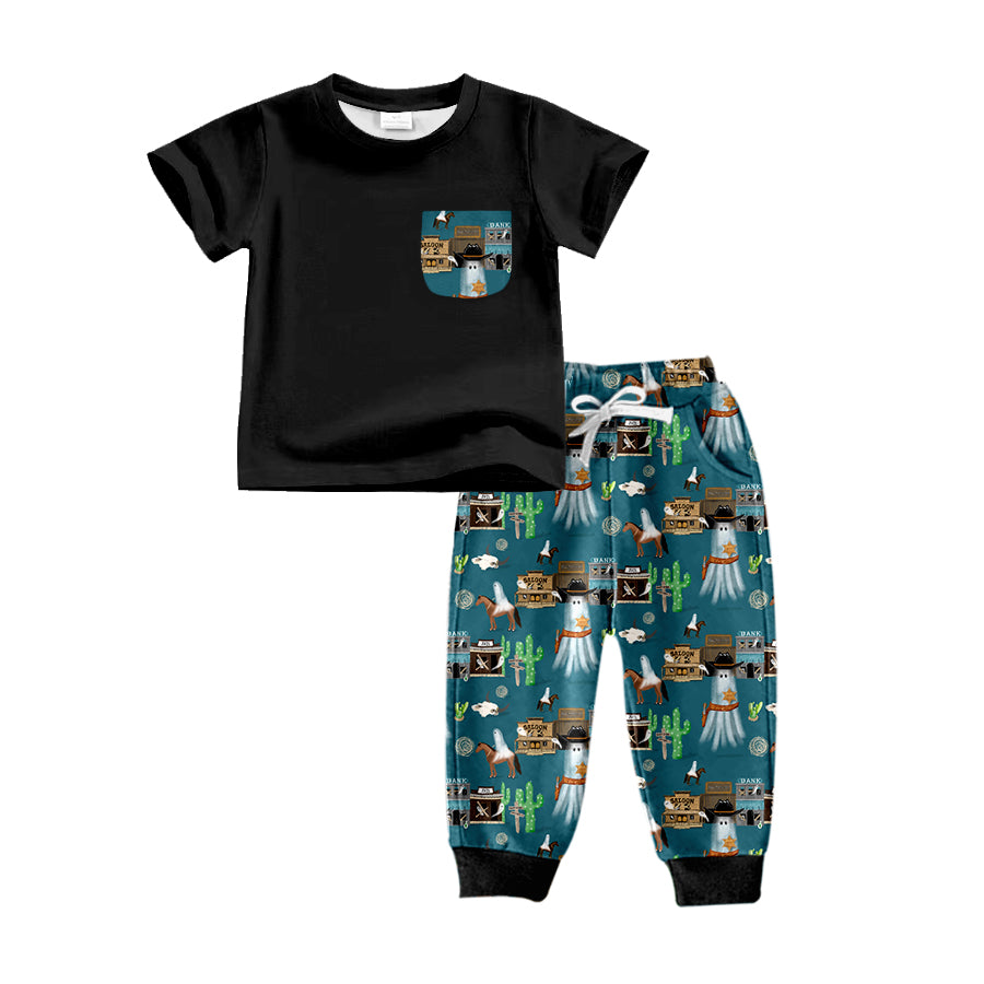 6.3 custom each style moq 5eta 4-5week baby boys clothes ghost catcus short sleeve pants sets