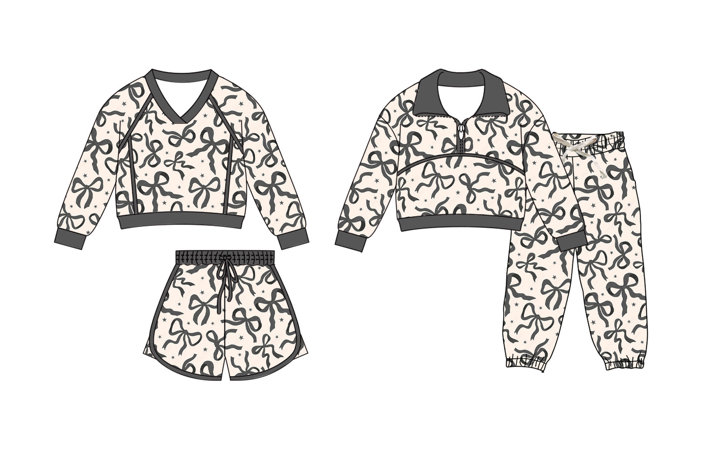 25.11.29 custom each style moq 5 eta 6-8week Sibling Sisters bow baby girl long sleeve pants sets and skirts sets match family design