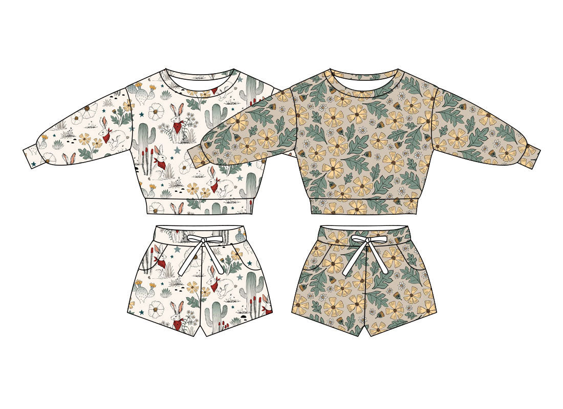 25.10.30 custom each style moq 5 eta 6-8week Sibling Sisters baby girl long sleeve shorts sets 2 match family design