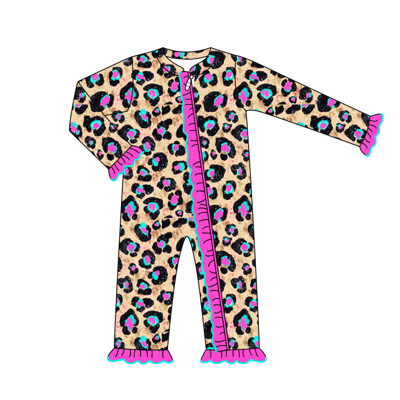 8.14 custom each style moq 5eta 4-6week Sibling Sister leopard colorful baby girl sets and dress and rompers match family design