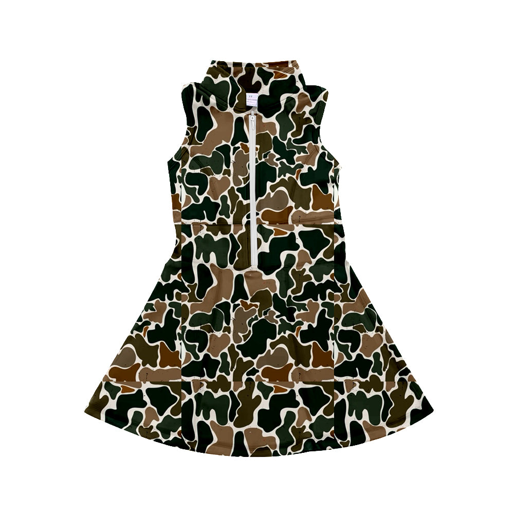 7.2 custom each style moq 5eta 4-6week camouflage green baby girls clothes Yoga Wear girls sets and sleeveless dress