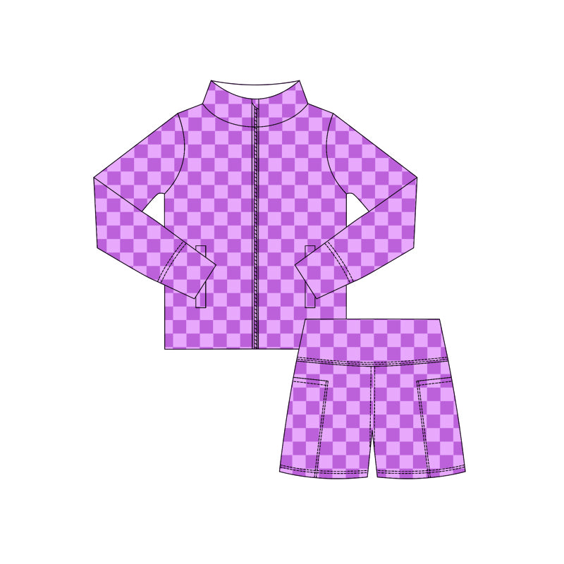 25.5.30 custom each style moq 5eta 4-6week Sibling Sister plaid baby girl long sleeve shorts sets 1 and set 4 match design