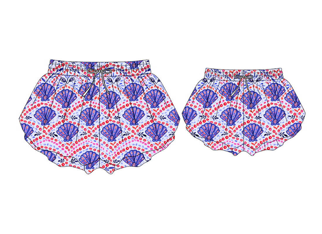 3.5 Custom moq 5 mix size Sibling Mom And Me Purple Yoga Shorts for Kids Summer Outfits