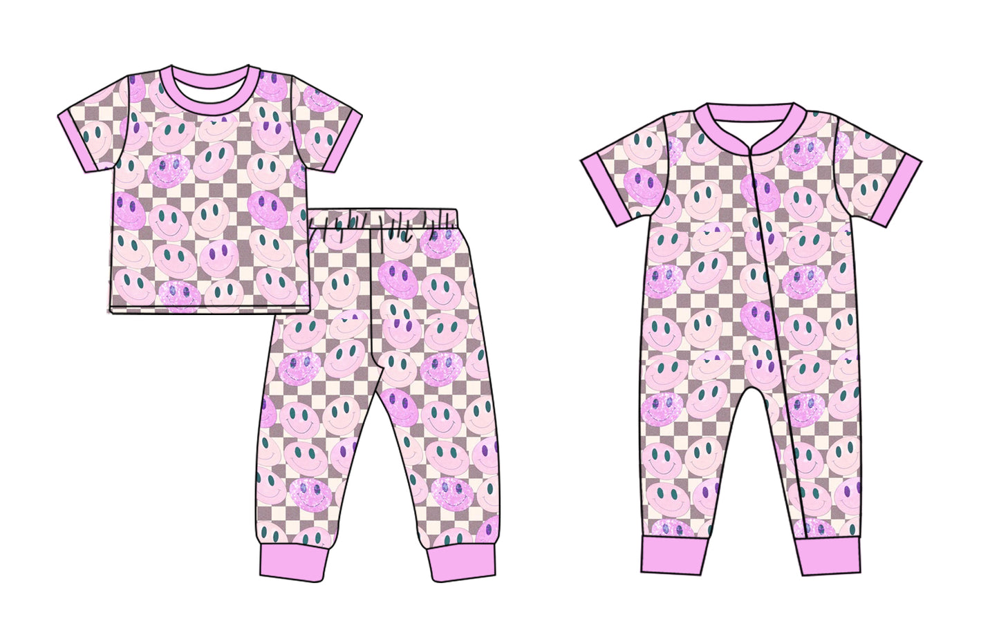 11.13 custom each style moq 5eta 4-6week Sibling Sister smiley baby girls short sleeve sets and rompers match design