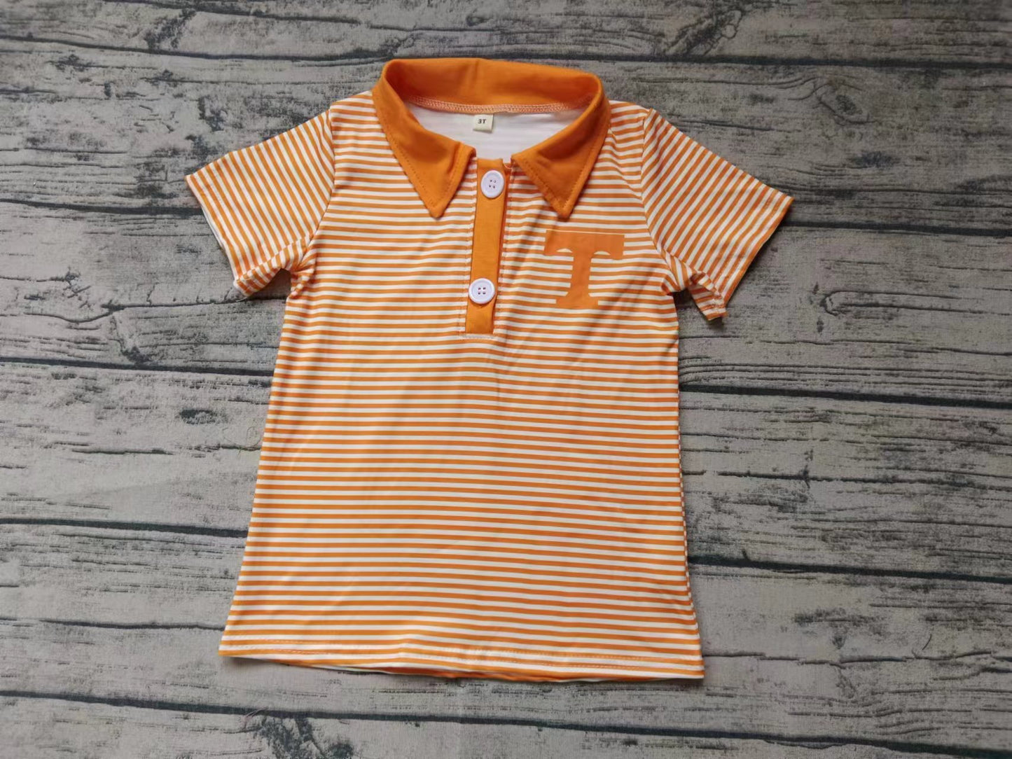 custom moq 5 eta 5weeks mix size baby boys clothes orange striepd short sleeve Top