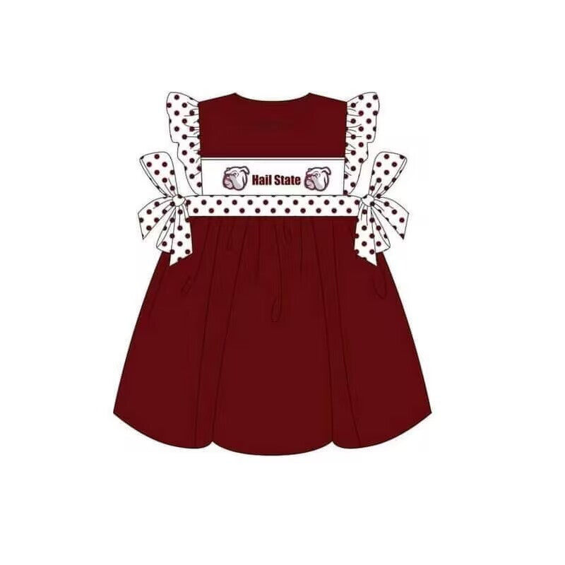 custom moq 5 eta 6-7weeks baby Girls clothes brick red flying Sleeve Skirt
