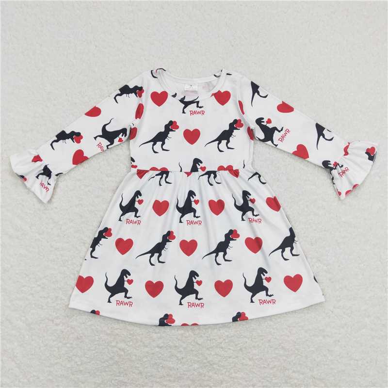 SALES NEW Valentines Day Kid Heart Dresses Children's Clothing Red Heart Patterned Outfits for Boys And Girls