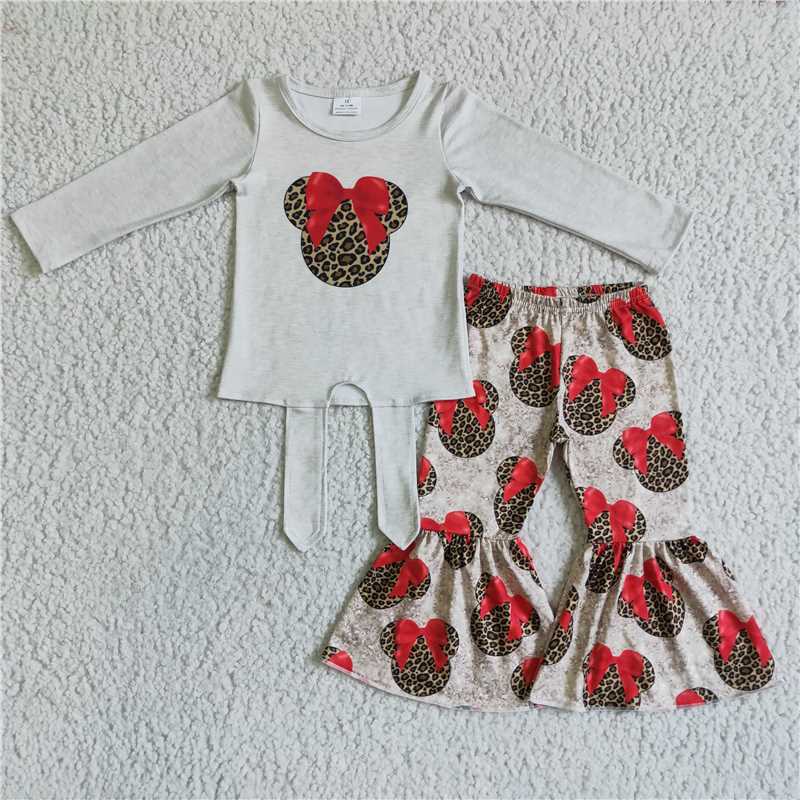 SALES NEW Baby Valentines Leopard Headband And Bell Pants Set Cute Print Outfit for Infants Baby Girl Valentines Day Clothing