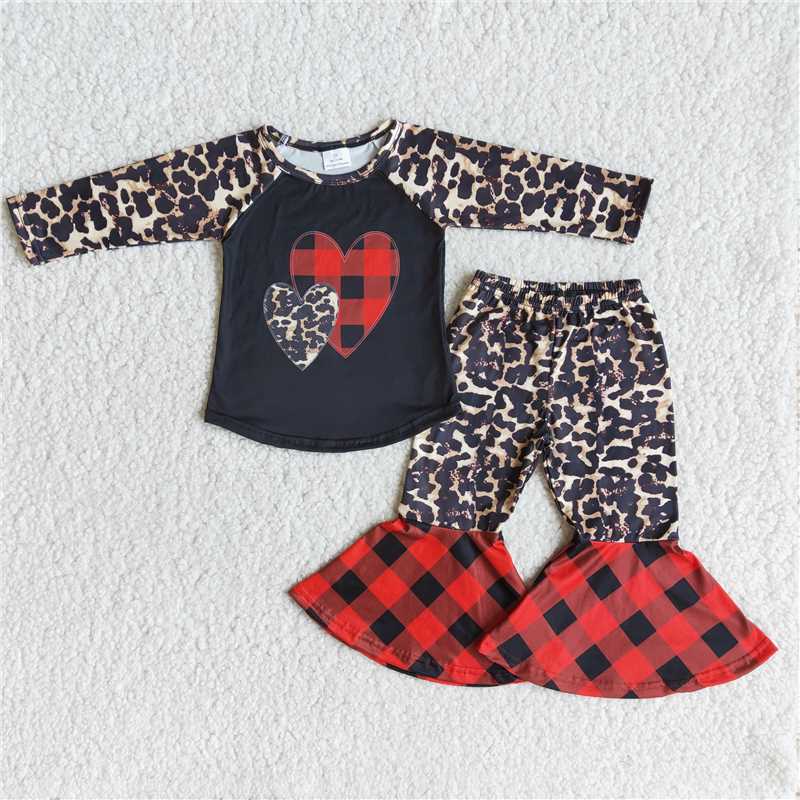 SALES NEW Baby Girls Plaid Heart Valentine's Day Boutique Outfit Set Cute Baby Girl Clothing Set for Special Occasions