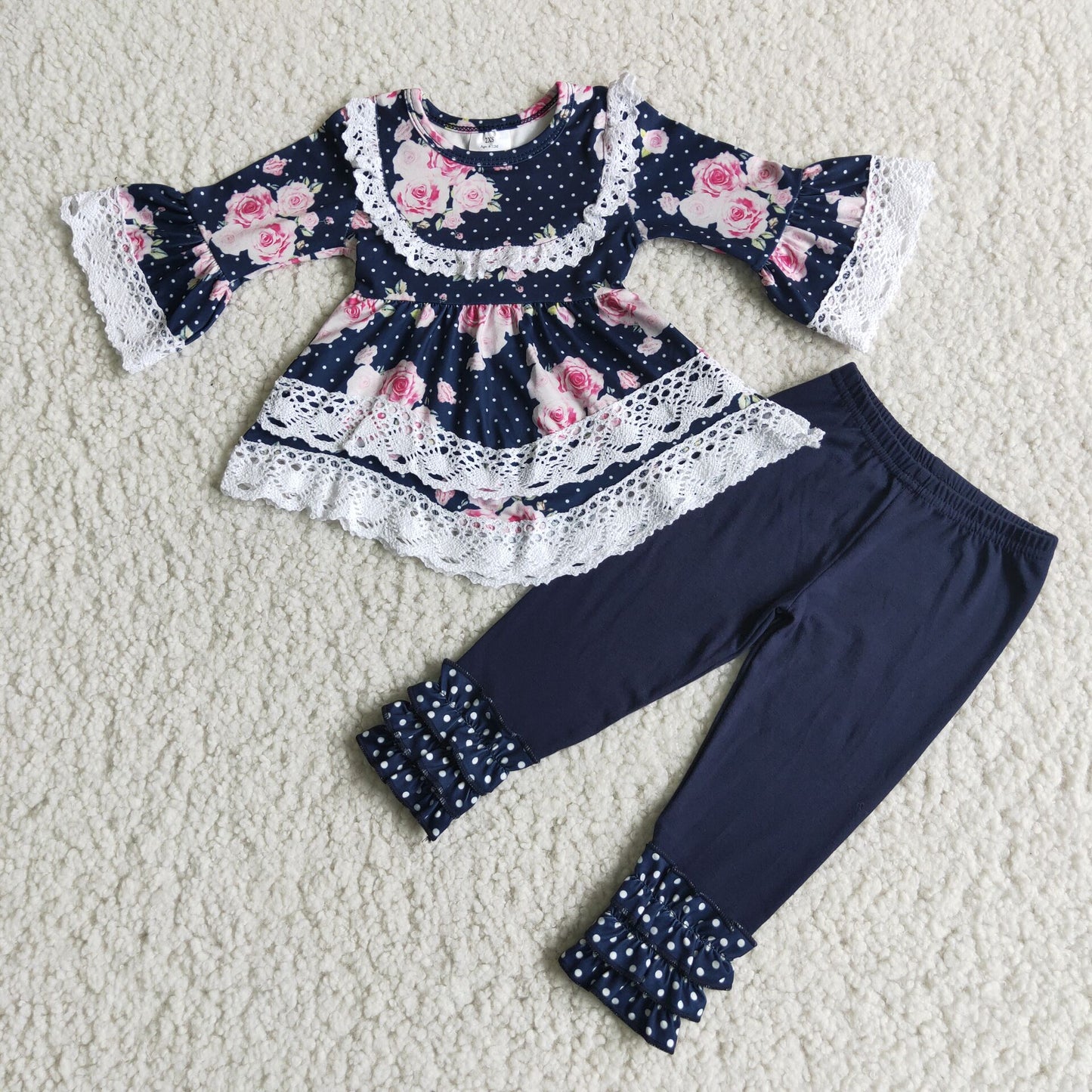SALES NEW Baby Girls Navy Floral Legging Set Fall Season Outfit for Infants Baby Girl's Clothing