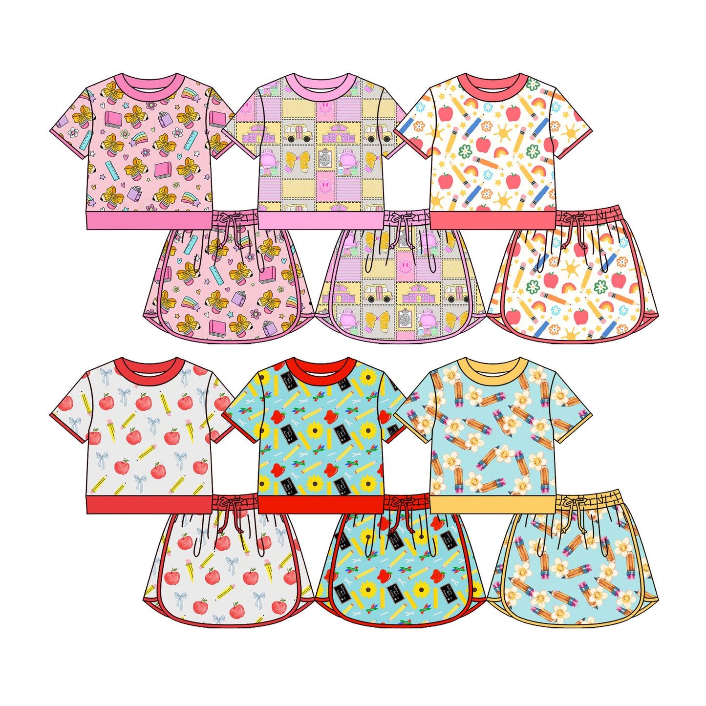 Custom moq 5 mix size Sibling Baby Girl Short-Sleeved Top And Skirt Set Cute And Fashionable Outfit for Little Ones