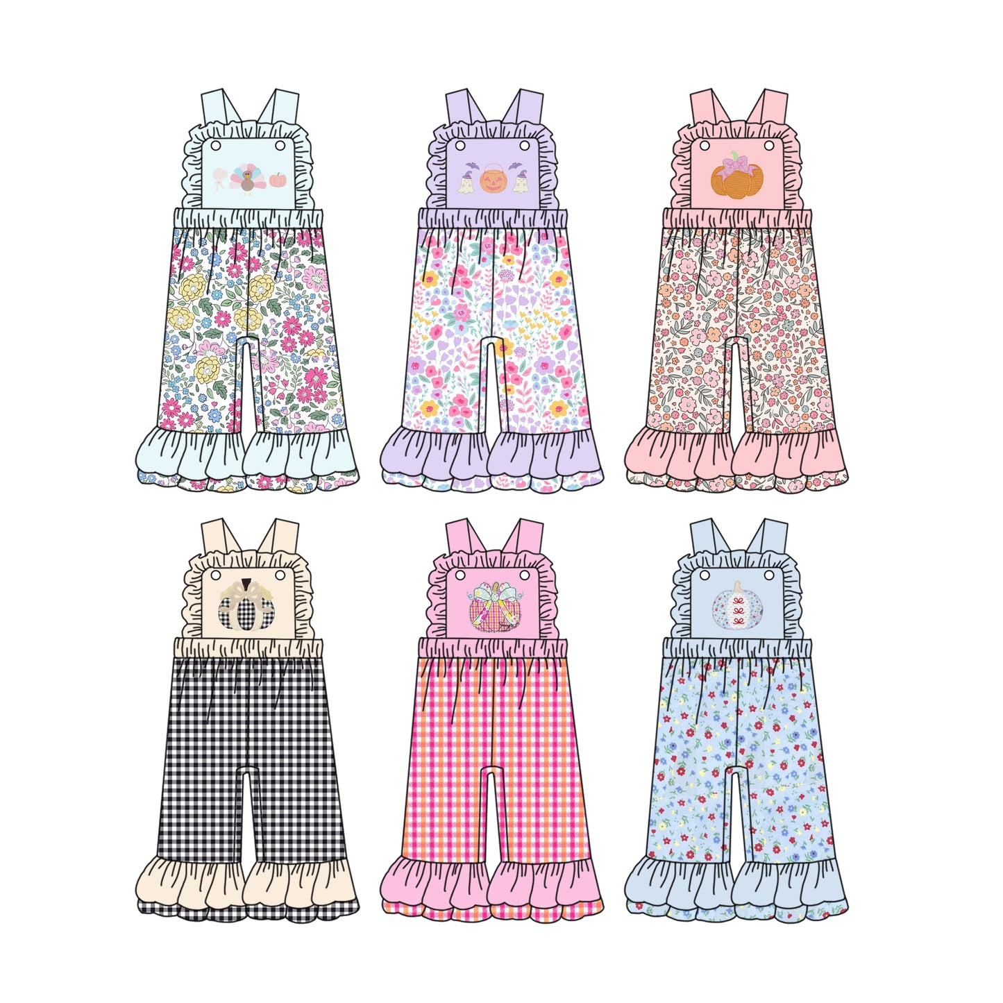 25.6.17 custom each style moq 5eta 4-6week Sibling Sister Halloween baby girl short sleeve jumpsuit 1 and jumpsuit 6 match design