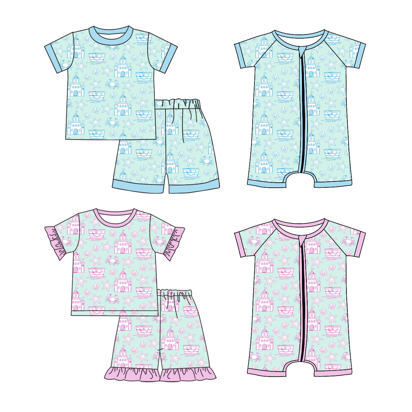 3.28 Custom moq 5 mix size Sibling Baby Boy Girl Short-Sleeved Outfit Set Short Sleeve Romper