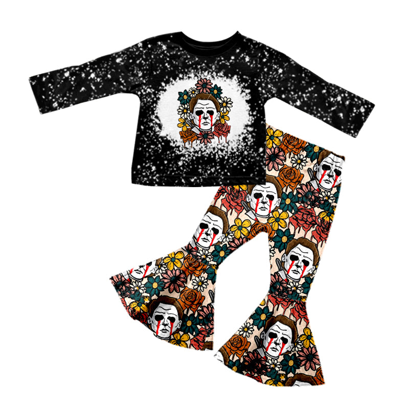 6.20 custom each style moq 5eta 4-6week floral black long sleeve pants baby girls sets