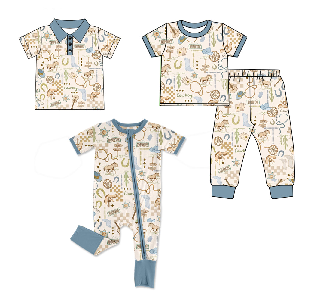 3.17 Custom moq 5 mix size Sibling Baby Girl Short-Sleeved Pajama Set Zipper Romper And Short-Sleeved Polo Shirt