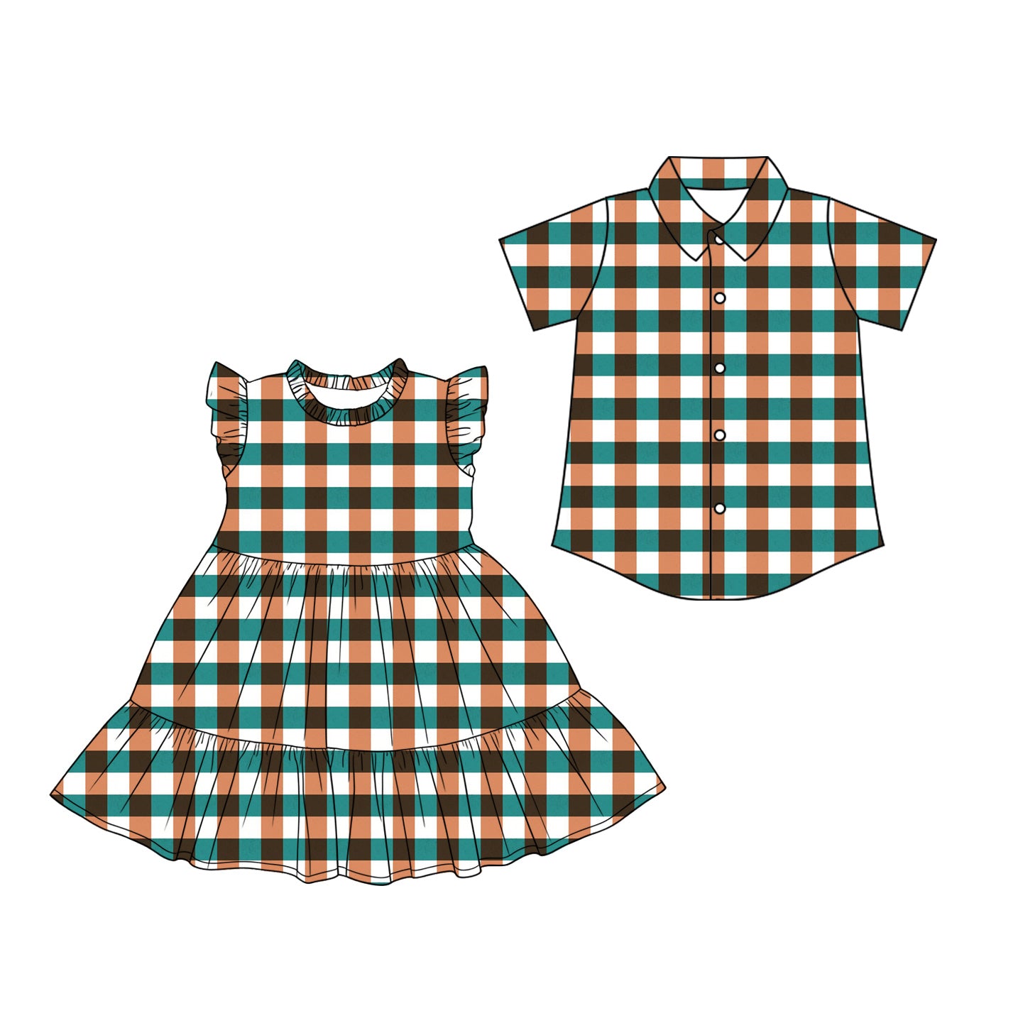26.1.19 custom each style moq 5 eta 6-8week Sibling Sister baby button short sleeve top and dress match design