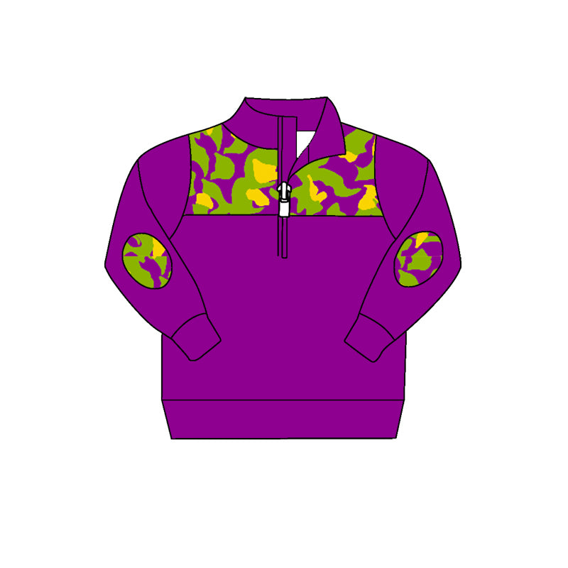 7.22 custom each style moq 5 eta 4-6week baby boys clothes camouflage purple long sleeve top