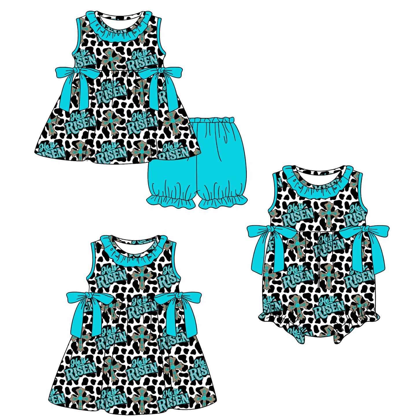 26.1.15 custom each style moq 5 eta 6-8week Sibling Sister easter baby short sleeve shorts sets and romper and dress match design