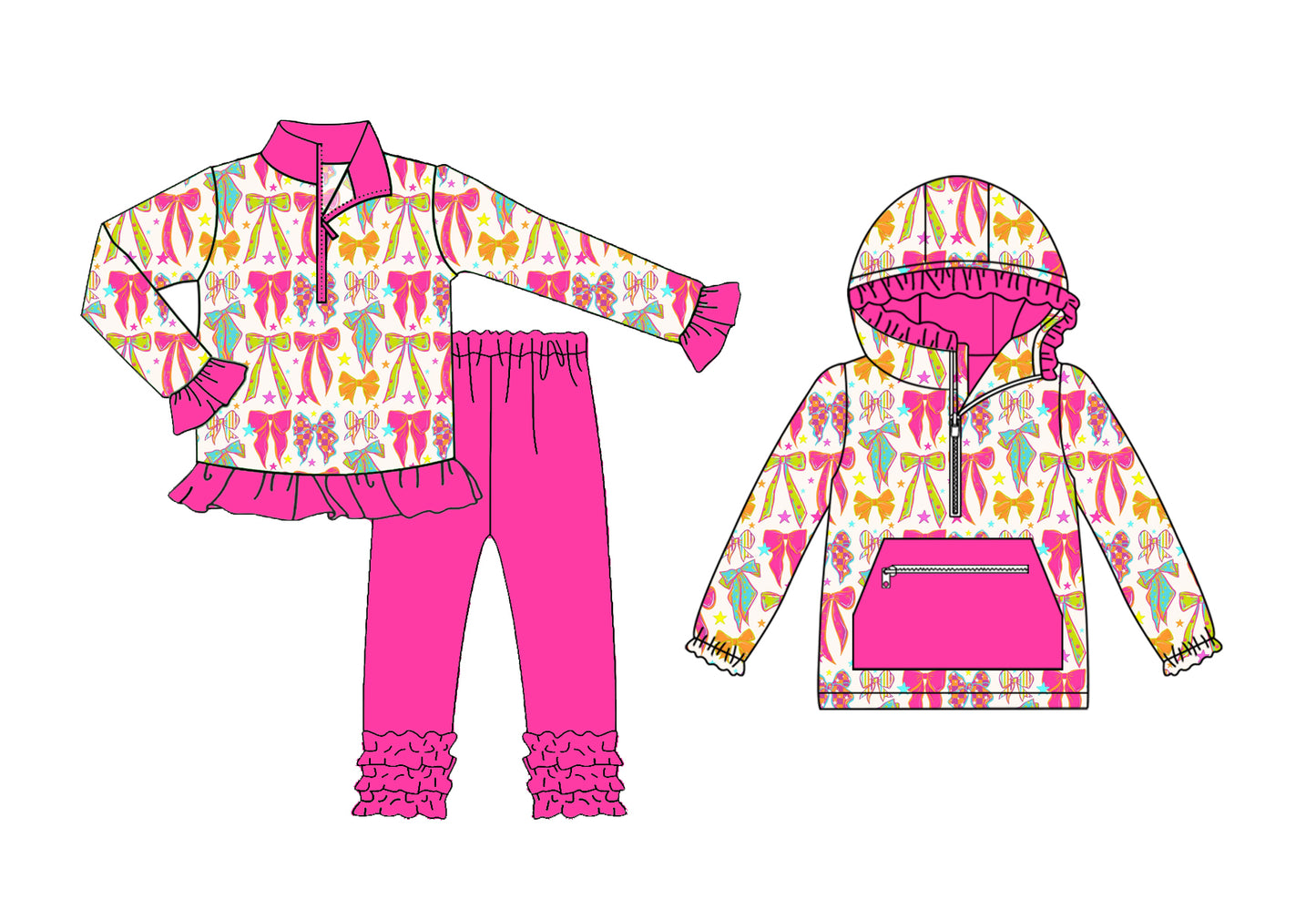 25.7.21 custom each style moq 5eta 4-6week Sibling Sisters bow baby girl long sleeve pants sets and top match family design