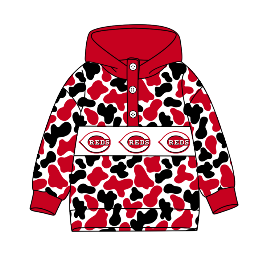 2-Custom moq 8 mix size milk silk summer team baby boy clothes camouflage red and black hooded long sleeve top-25.10.9