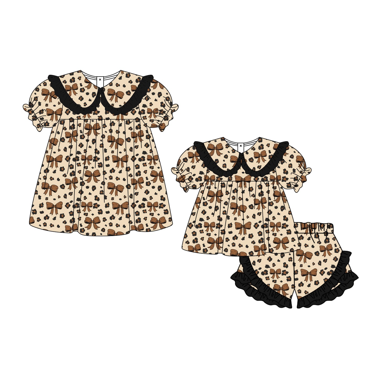 3.3 Custom moq 5 mix size Sibling Baby Girl's Short-Sleeved Top And Shorts Set Cute Dress for Summer