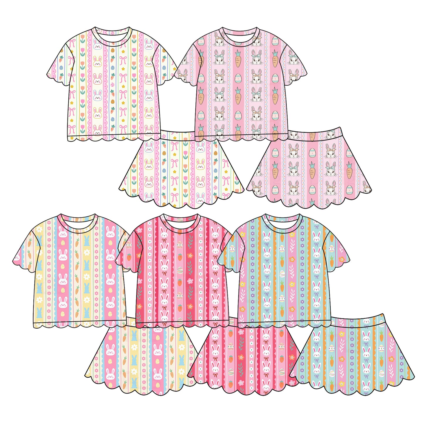 26.1.20 custom each style moq 5 eta 6-8week Scallop Sibling Sisters bow baby girl clothes short sleeve shorts sets 5 match family design