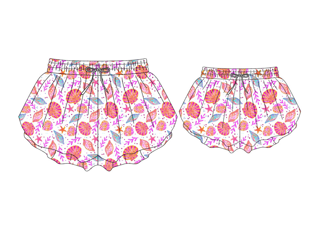 3.5 Custom moq 5 mix size Sibling Mom And Me Pink Yoga Shorts for Kids Summer Outfits