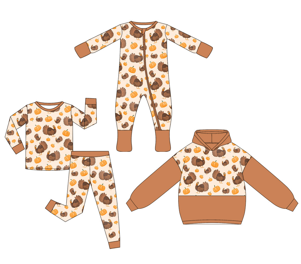 25.5.10 custom each style moq 5eta 4-6week Sibling Sisters turkey pumpkin baby boy long sleeve pants sets and rompers and tops match family design