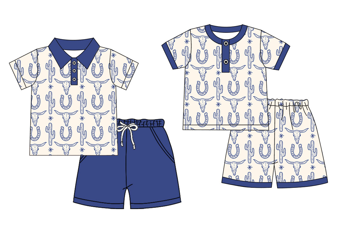 25.12.16 custom each style moq 5 eta 6-8week Sibling Sisters cow head baby boy clothes short sleeve shorts sets 2 match family design